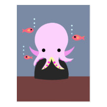 Rosa Kraken-Postkarte