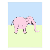 Rosa lachender Elefant Postkarte