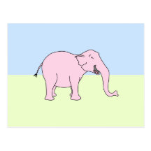 Rosa lachender Elefant Postkarte