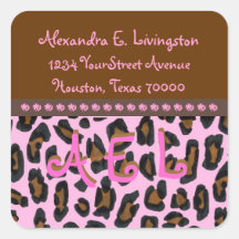 Rosa Leopard-Pelz-Adressen-Etiketten Sticker