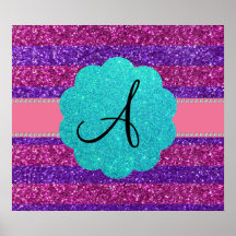 Rosa lila Glittermonogramdiamanten Posterdrucke