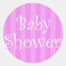 Rosa Mädchen-Streifen-Babyparty-Aufkleber