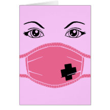 Rosa medizinische Masken-Grafik Grußkarte