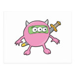 rosa ninja Monster Postkarte