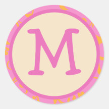 Rosa orange Monogramm-Initialen-Aufkleber