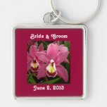 Rosa Orchideen-Braut u. Bräutigam Keychain Schlüsselband