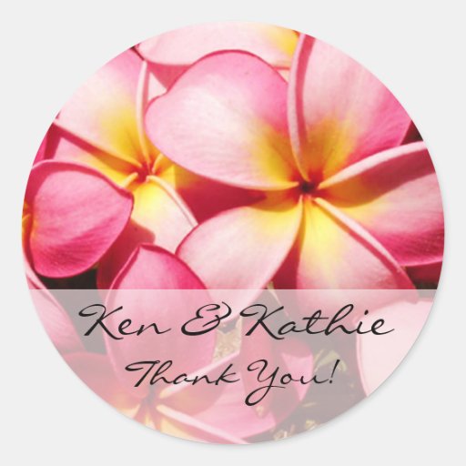 Rosa Plumeria-Hochzeit danken Ihnen Aufkleber
