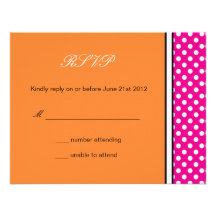 Rosa Polka-Punkt-und Mandarine-Hochzeit UAWG Personalisierte Einladungskarten