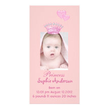 Rosa Prinzessin Girl Birth Announcement Photocard Photokarten