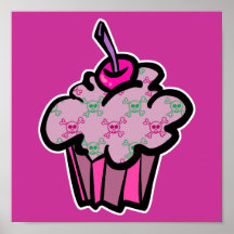 rosa Punkschädelknochenkleiner kuchen Posterdruck