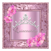 Rosa Quinceanera 15. Geburtstags-Party-RosaTiara Personalisierte Ankündigungskarte