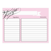 Rosa Retro Rezept-Karte Postkarte