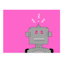 rosa Roboter Postkarten