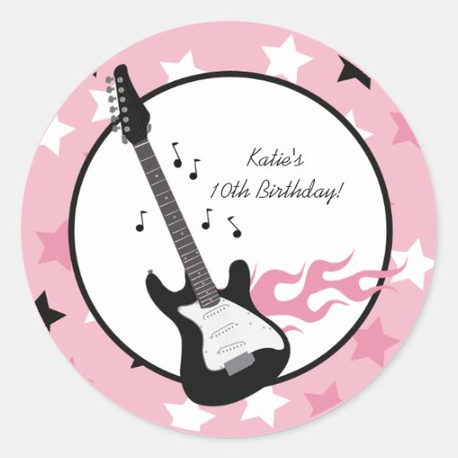 ROSA ROCKSTAR-GITARRE 3" Bevorzugungs-Aufkleber