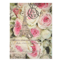 Rosa Rose Chic-Vintage Blumenparis Postkarte