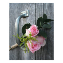 Rosa Rosen u. Barnwood Hochzeits-Einladung