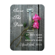 Rosa Rosen u. Barnwood Save the Date Magnet