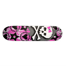 Rosa Schädel-Skateboard Bedrucktes Skateboard