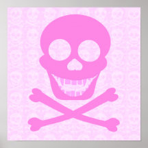 Rosa Schädel u. Knochen-Plakat
