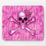 Rosa Schädel-und Blumen-Mausunterlage Mousepads