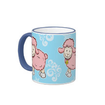 Rosa Schaf-Blau-Becher Kaffeehaferl