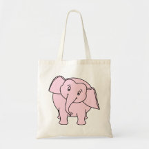 Rosa schläfriger Elefant. Karikatur Einkaufstasche