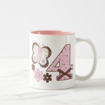 Rosa Schmetterlings-4. Geburtstag Teetasse