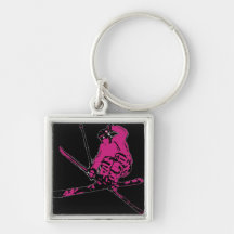 Rosa schwarzes razberry Skifahrerthema keychain Schlüsselbänder