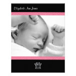 Rosa Tupfen auf schwarzem Baby Announements Ankündigungskarte