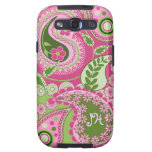 Rosa u. grüner Paisley-Kasten mit Monogramm