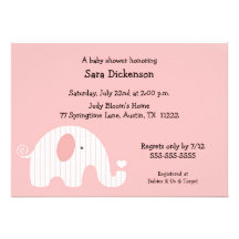 Rosa-u. Schokoladen-Elefant-Babyparty-Einladung
