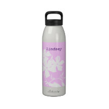 Rosa-u. weißepersonalisierte Freiheits-mit Blumenf Trinkflasche
