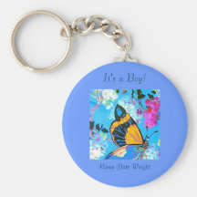 Rosa und blauer Schmetterling Keychain Schlüsselband