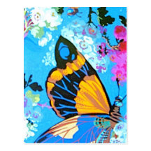 Rosa und blauer Schmetterling Postkarten