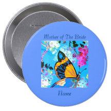 Rosa und blauer SchmetterlingPin addieren Text Button