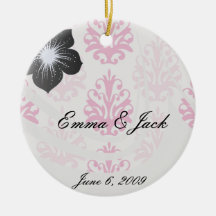 Rosa und dunkler rosa boho Chicdamast Weihnachtsbaum Ornamente