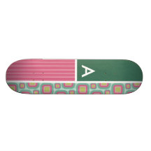 Rosa-und Minzen-Retro Muster Bedruckte Skateboarddecks