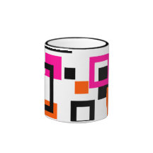 Rosa und orange Quadrat-Becher Kaffeetassen
