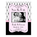 Rosa-und Schwarz-Save the Date Foto-Postkarten