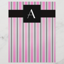 Rosa und schwarze Streifen des Monogramms Custom Flyer
