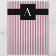 Rosa und schwarze Streifen des Monogramms Personalisierte Flyer