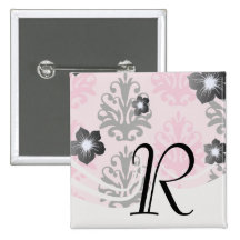 rosa und schwarzer schicker Damast des Tones zwei Anstecknadel