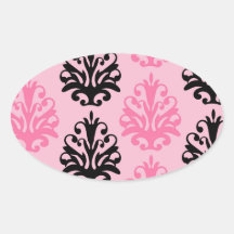 rosa und schwarzer schicker Damast des Tones zwei Sticker