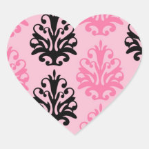 rosa und schwarzer schicker Damast des Tones zwei Stickers