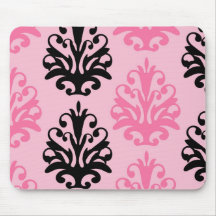 rosa und schwarzer schicker Damast des Tones zwei Mousepad