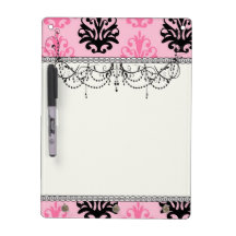 rosa und schwarzer schicker Damast des Tones zwei Whiteboard