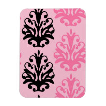 rosa und schwarzer schicker Damast des Tones zwei Recchteckiger Magnet