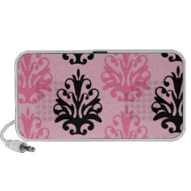 rosa und schwarzer schicker Damastentwurf des Tone Notebook Speaker