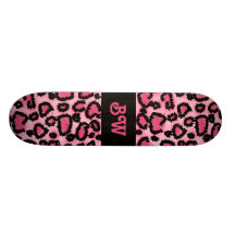 Rosa und schwarzes Leopard-Druck-Muster Personalisierte Skateboards
