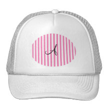 Rosa und weiße Streifen des Monogramms Trucker Caps